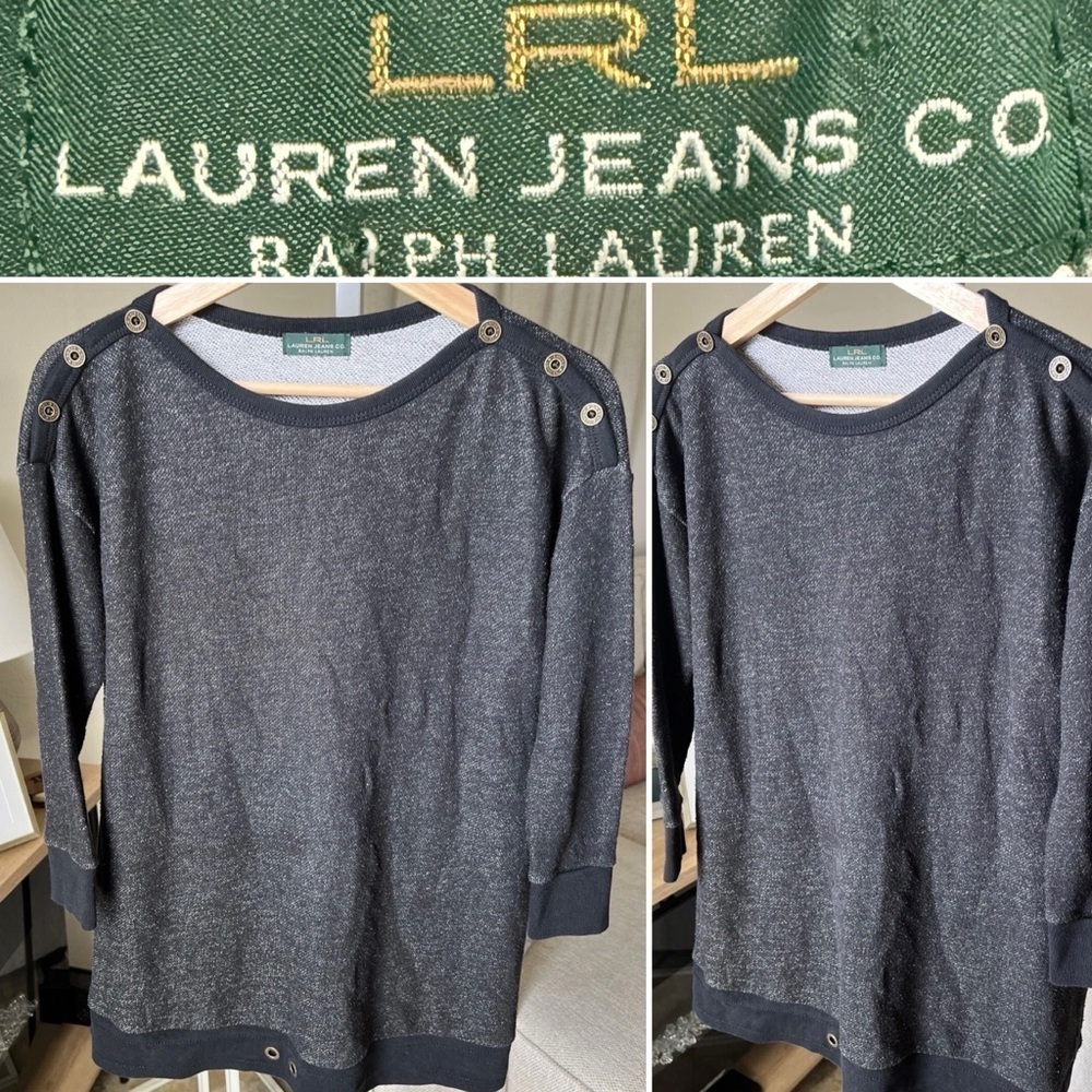 Lauren Jeans Co Ralph Lauren Women’s Black Pullover 3/4 Sleeve Sweater Size L